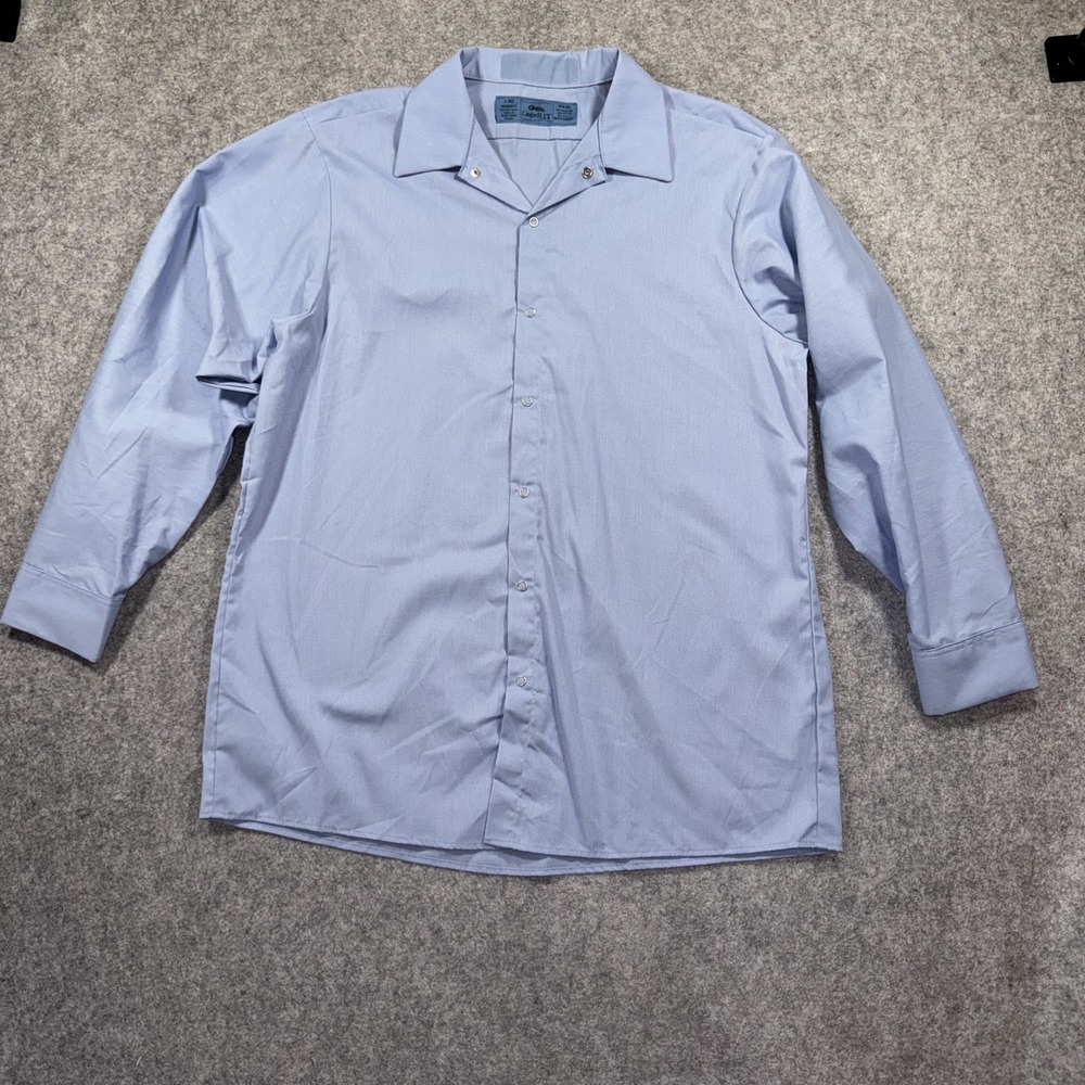 Cintas ComfortFlex Work Shirt L-RG Blue Long Sleeve Snap Button Durable